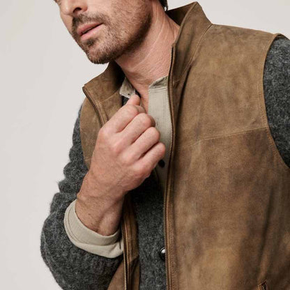 Men's stylish suede vest with practical slit pockets Skorter