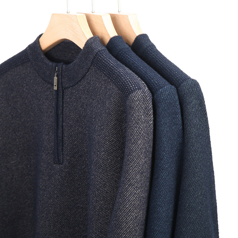 Men's sweater with half zipper and textured design Skorter