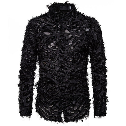 Men's Stylish Shirt with Textured Design Skorter