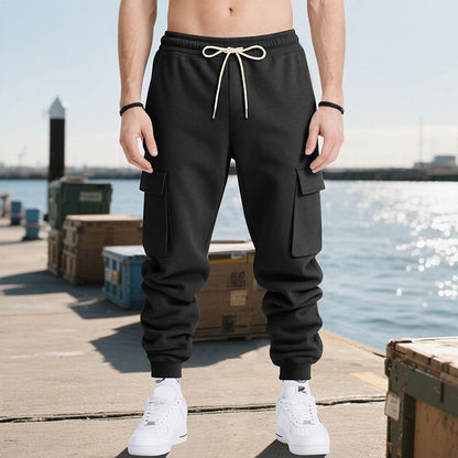 Men's cargo joggers with elastic waistband and side pockets Skorter