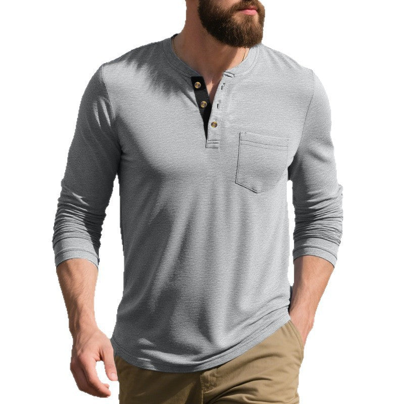 Men's long-sleeve shirt with button placket and chest pocket Skorter