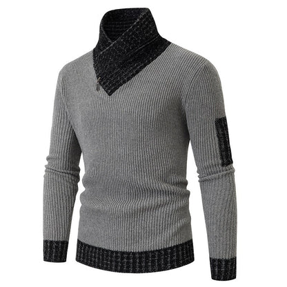 Men's sweater with modern asymmetric collar and textured design Skorter