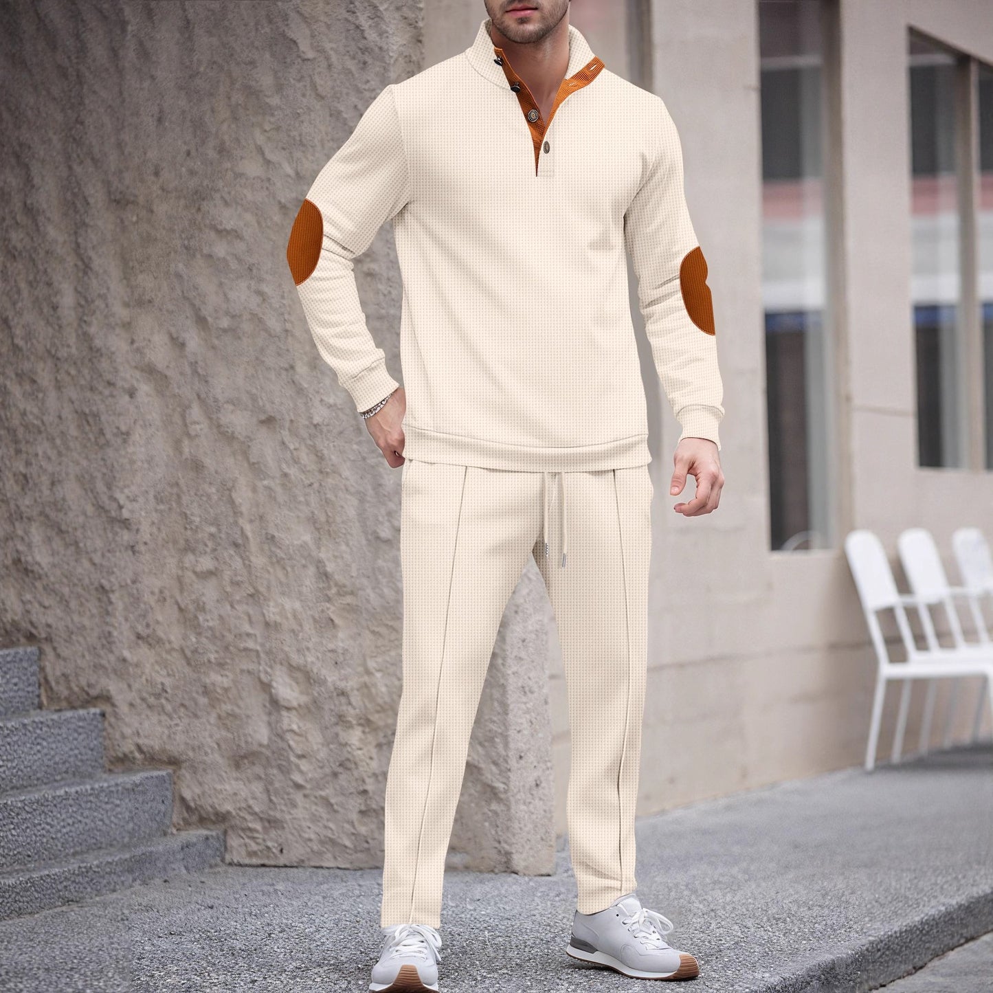 Men's sporty set with modern collar and elegant applications Skorter