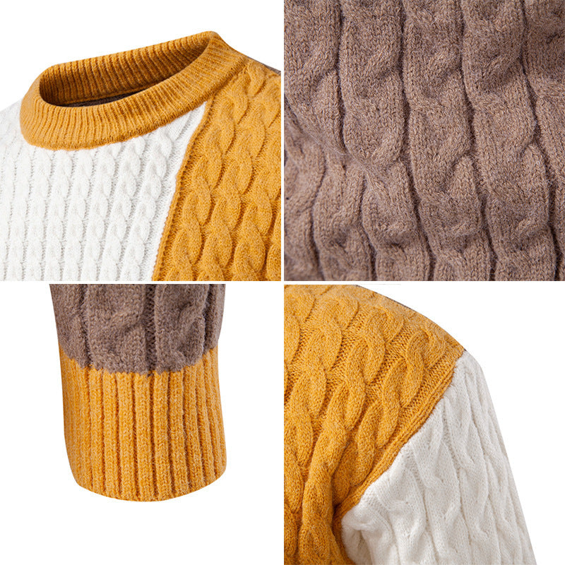 Men's stylish knitted sweater with creative color block look Skorter
