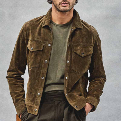 Men's suede jacket in a casual style with practical pockets Skorter