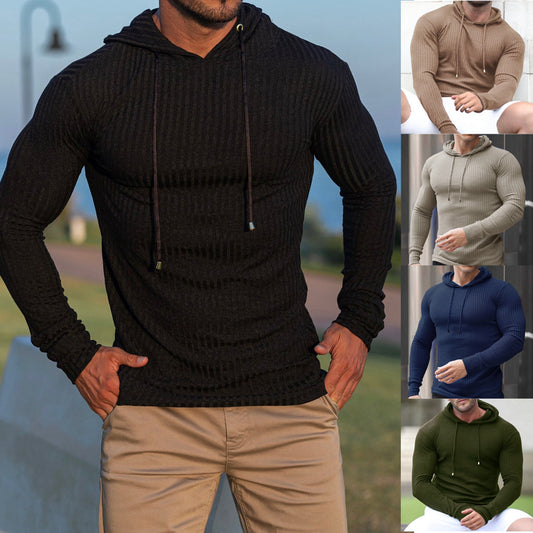 Men's stylish hooded sweater with ribbed texture and fashionable cut Skorter