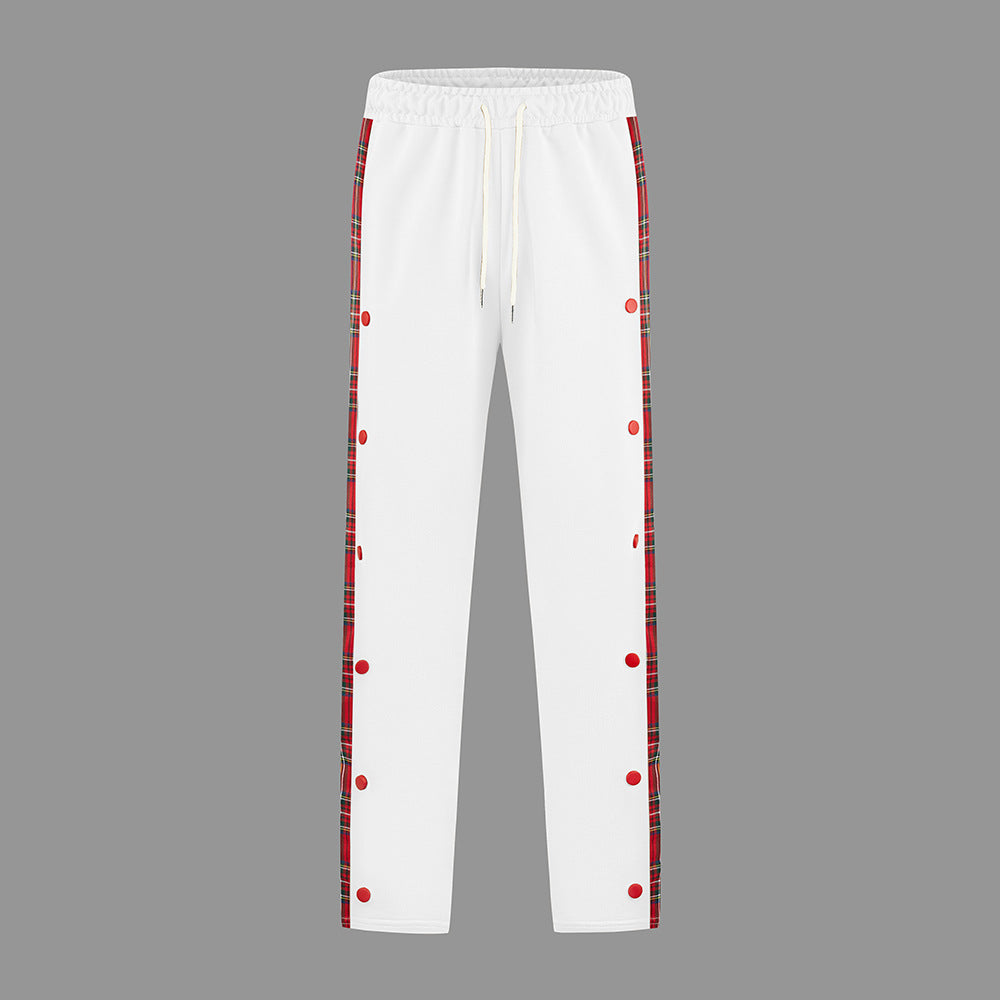 Men's Sporty Jogging Pants with Snap Button Design and Elastic Waistband Skorter