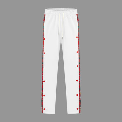 Men's Sporty Jogging Pants with Snap Button Design and Elastic Waistband Skorter