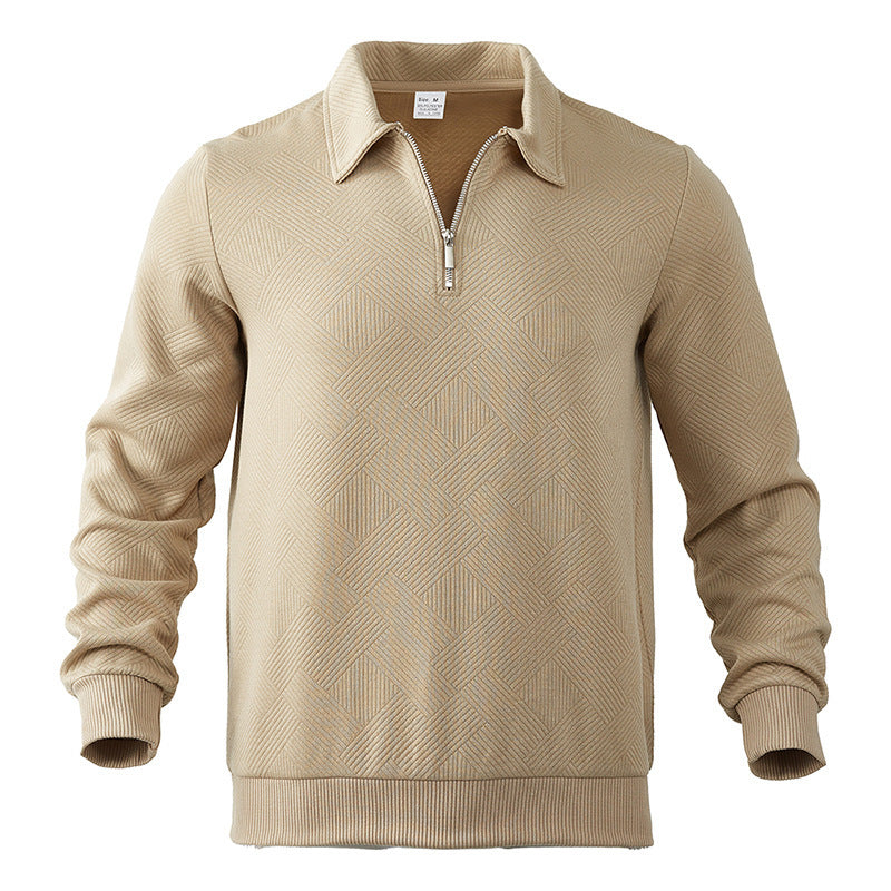 Men's Sporty Sweater with Zipper and Textured Design Skorter