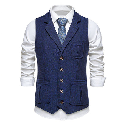 Men's suit vest in classic herringbone design with practical pockets Skorter