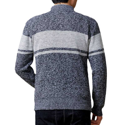 Men's Cardigan with Modern Cable Pattern and Zipper Skorter