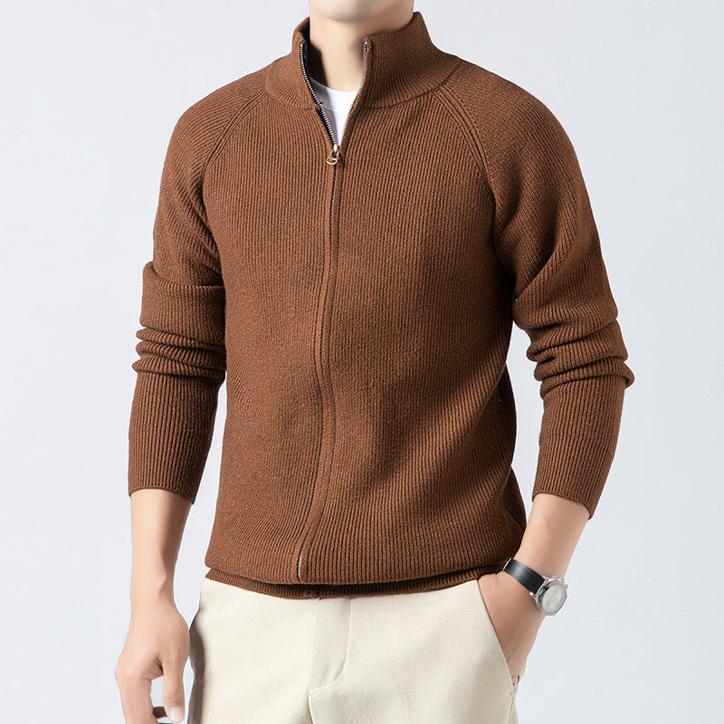 Men's Cardigan with High Collar and Full Zip Skorter