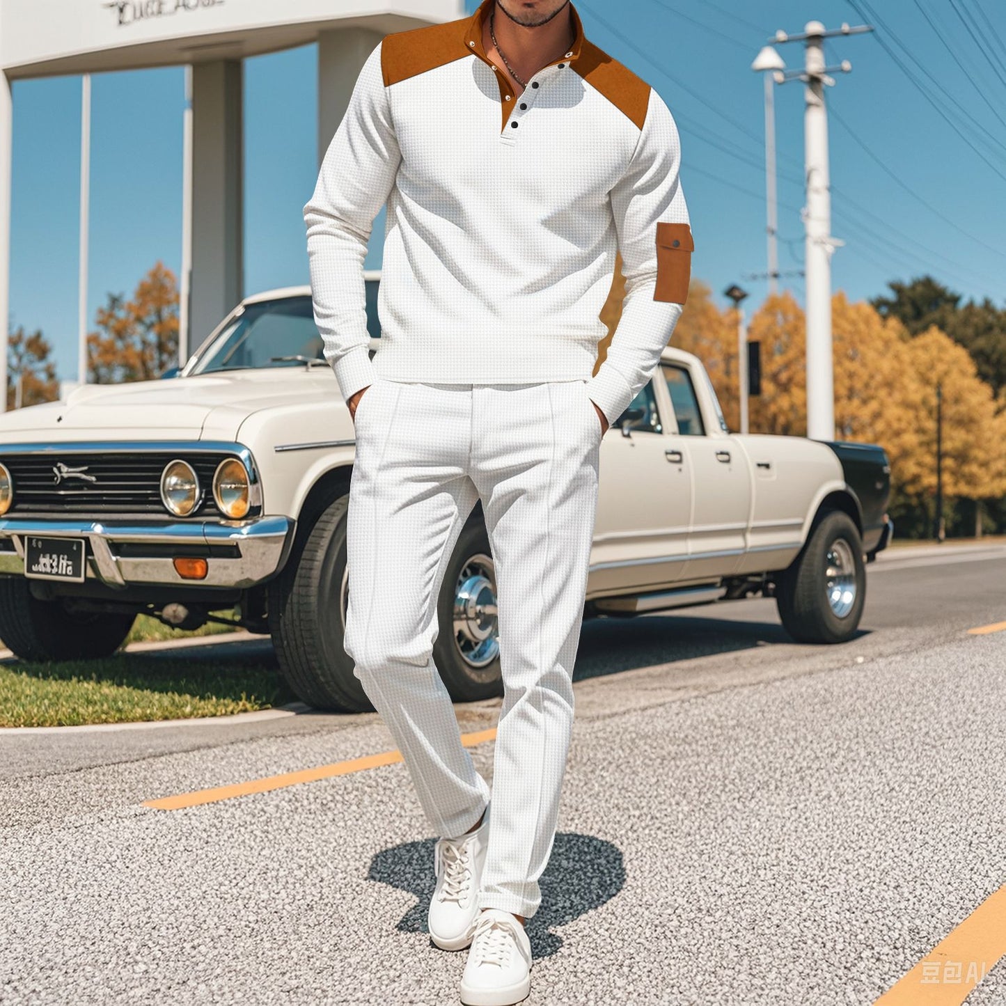 Men's Sporty Zip Set with Fashionable Accents and Structured Processing Skorter