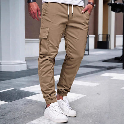 Men's Cargo Joggers with Elastic Waistband and Several Practical Pockets Skorter