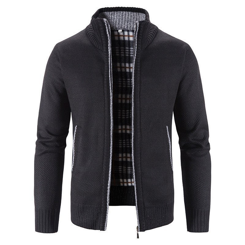Men's Cardigan with High Collar and Luxurious Lining Skorter