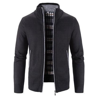 Men's Cardigan with High Collar and Luxurious Lining Skorter