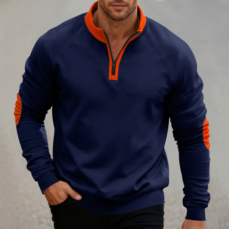 Men's sporty hoodie with short zipper and fashionable contrast elements Skorter