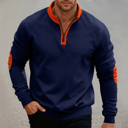 Men's sporty hoodie with short zipper and fashionable contrast elements Skorter