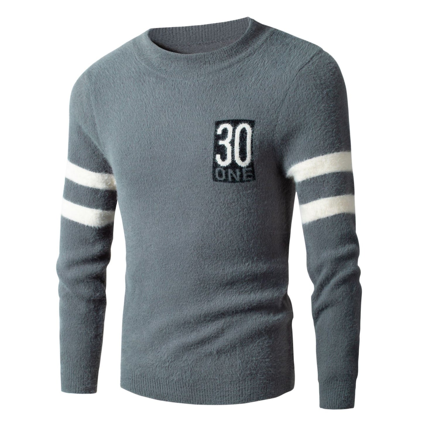 Men's sporty wool sweater with textured logo Skorter