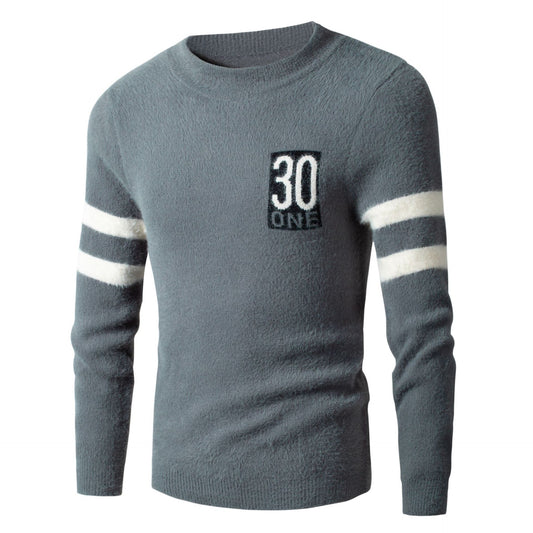 Men's sporty wool sweater with textured logo Skorter