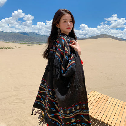 Skorter | Ethical Tibetan shawl cape Warm scarf