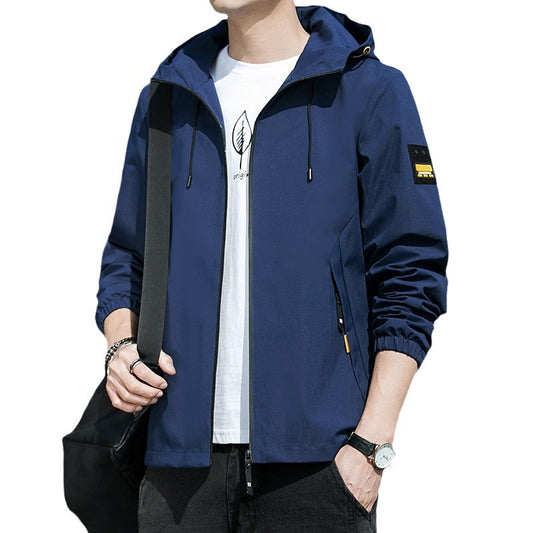 Men's sporty windbreaker with practical zipper and adjustable hood Skorter