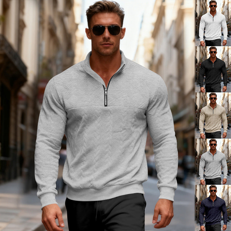 Men's sporty sweater with high collar and fashionable zipper Skorter