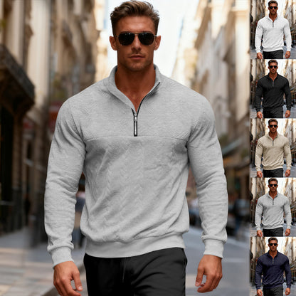 Men's sporty sweater with high collar and fashionable zipper Skorter