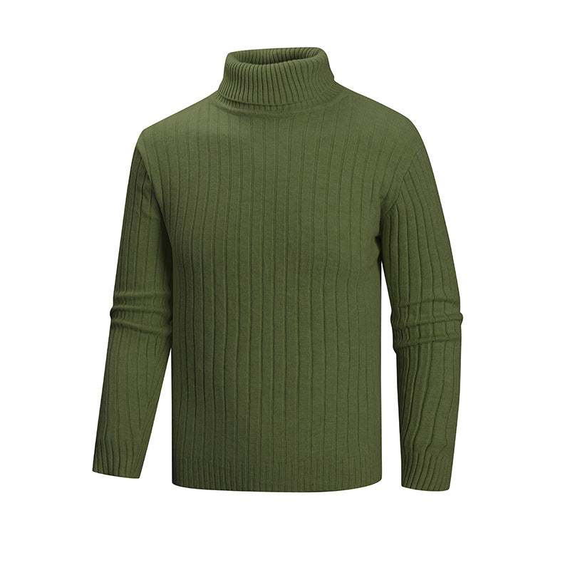 Men's elegant sweater with high collar and fine ribbed structure Skorter