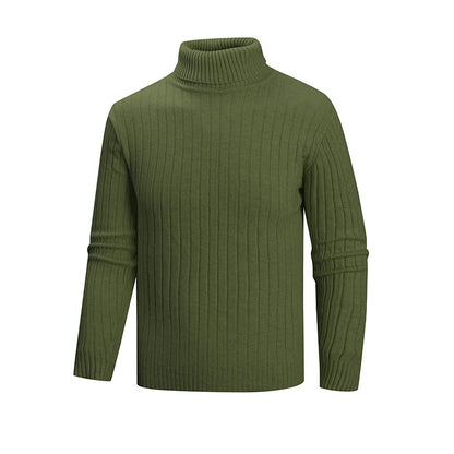 Men's elegant sweater with high collar and fine ribbed structure Skorter
