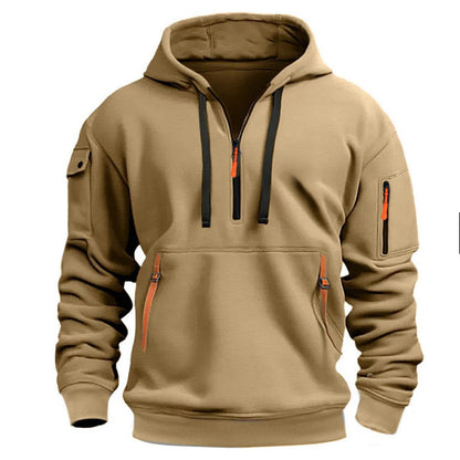 Men's Practical Hoodie with Side Zipper and Versatile Pockets Skorter