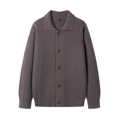 Men's Cardigan with Comfortable Button Placket and Modern Rib Design Skorter