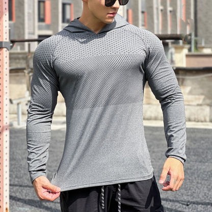 Men's Sporty Long Sleeve Shirt with Breathable Mesh Insert Skorter