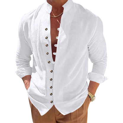 Men's stylish shirt with fashionable buttons and modern stand-up collar Skorter