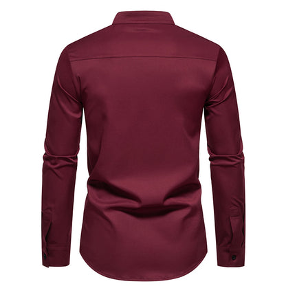 Men's stylish long sleeve shirt with chic color block design Skorter