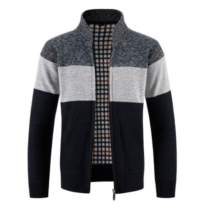 Men's cardigan with modern zipper and textured pattern Skorter