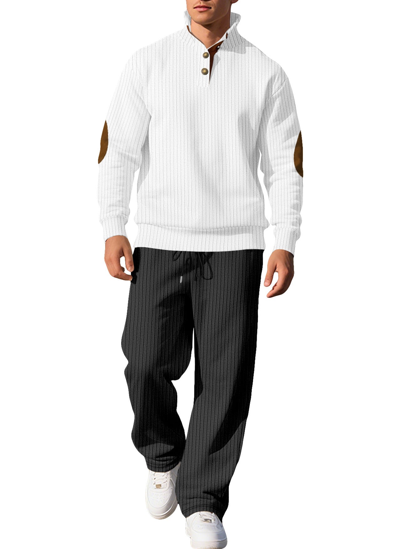 Men's sporty sweatshirt with innovative button placket design and fashionable accents Skorter