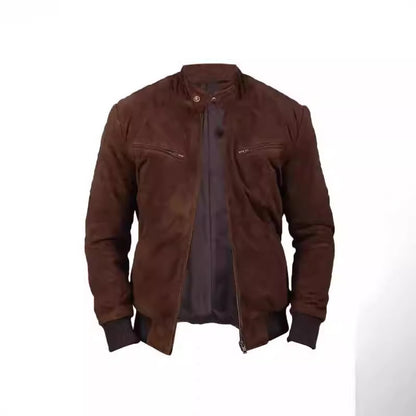 Men's suede jacket in modern design with practical pockets Skorter