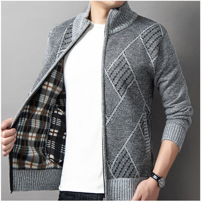 Herrkardigan med modern dragkedja och grafiskt mönster Skorter