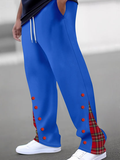 Men's Sporty Jogging Pants with Contrasting Snap Buttons and Breathable Fabric Skorter