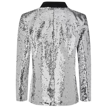 Men's tuxedo blazer with shiny sequins and elegant satin collar Skorter