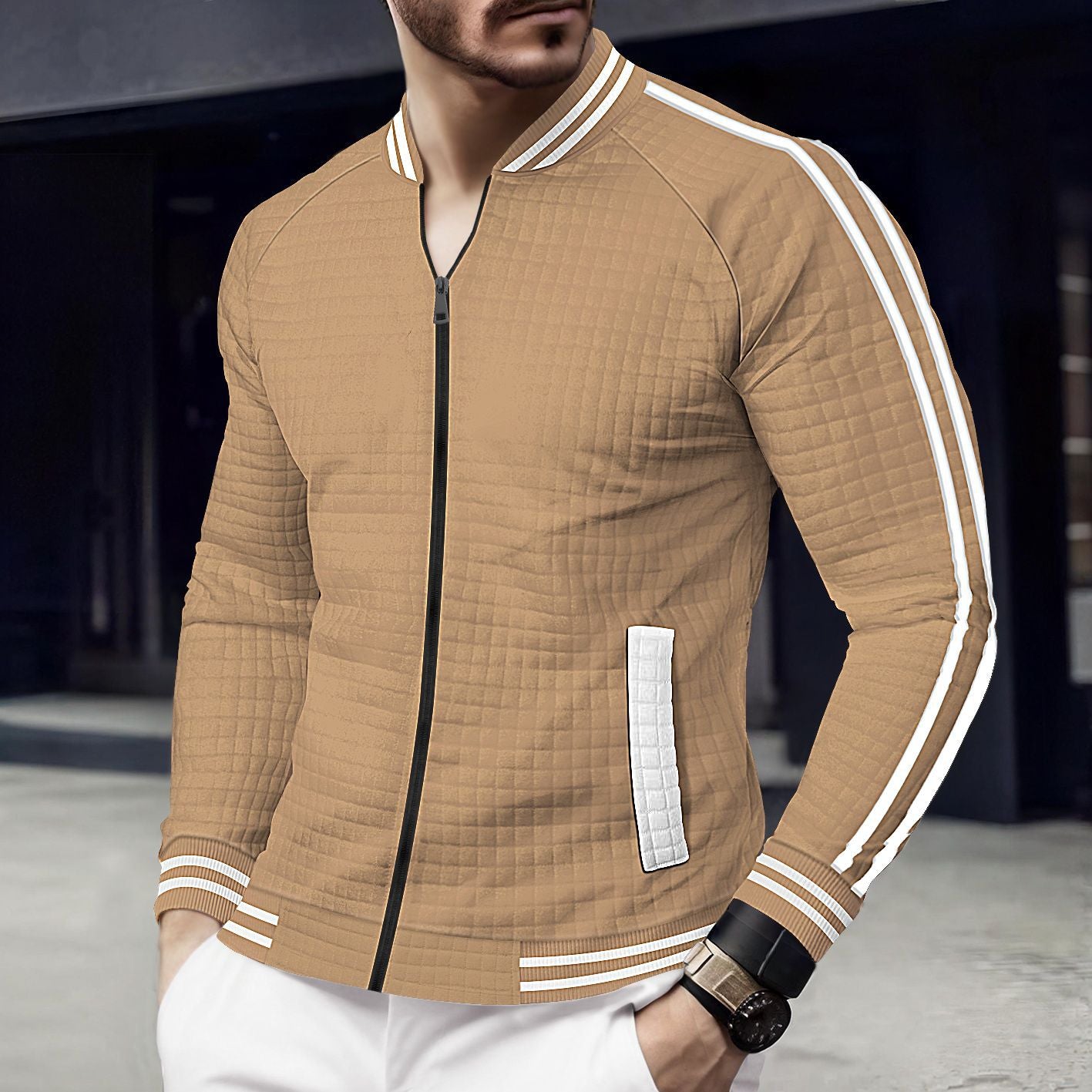 Men's sporty quilted jacket with modern cut and practical zip pockets Skorter