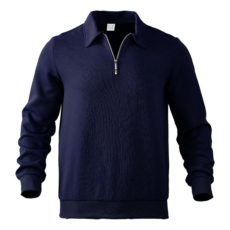 Men's Sporty Sweater with Zipper and Textured Design Skorter