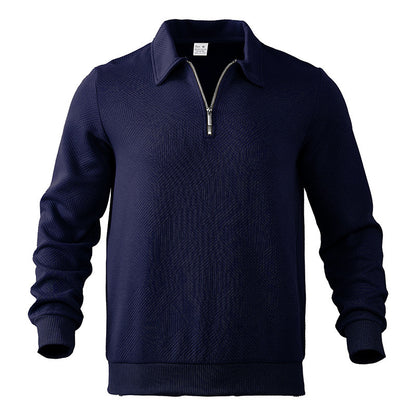 Men's Sporty Sweater with Zipper and Textured Design Skorter