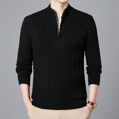 Men's High-Quality Knit Sweater with Modern Zipper and Detailed Texture Skorter