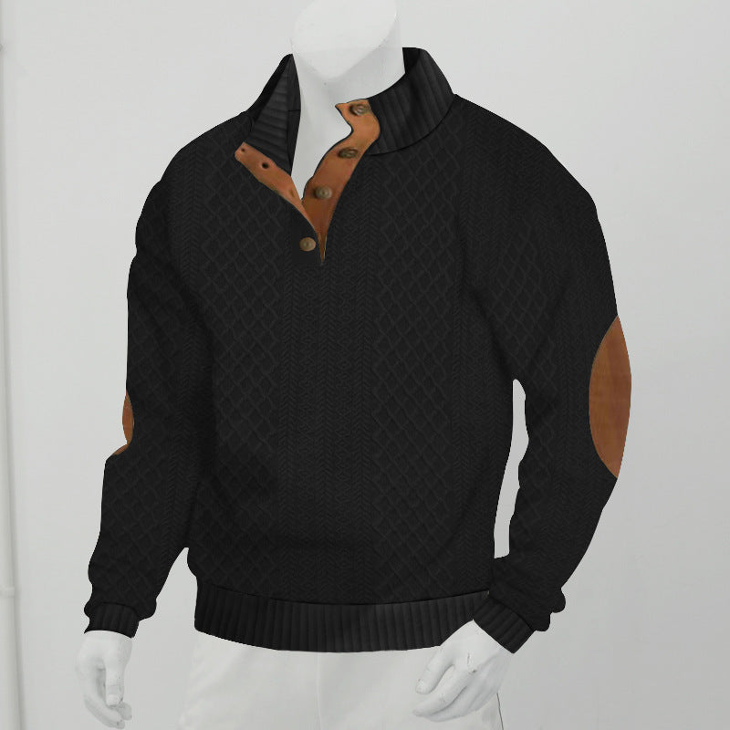 Men's sweatshirt with textured knit pattern and leather details Skorter