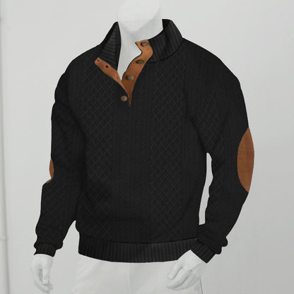 Men's sweatshirt with textured knit pattern and leather details Skorter