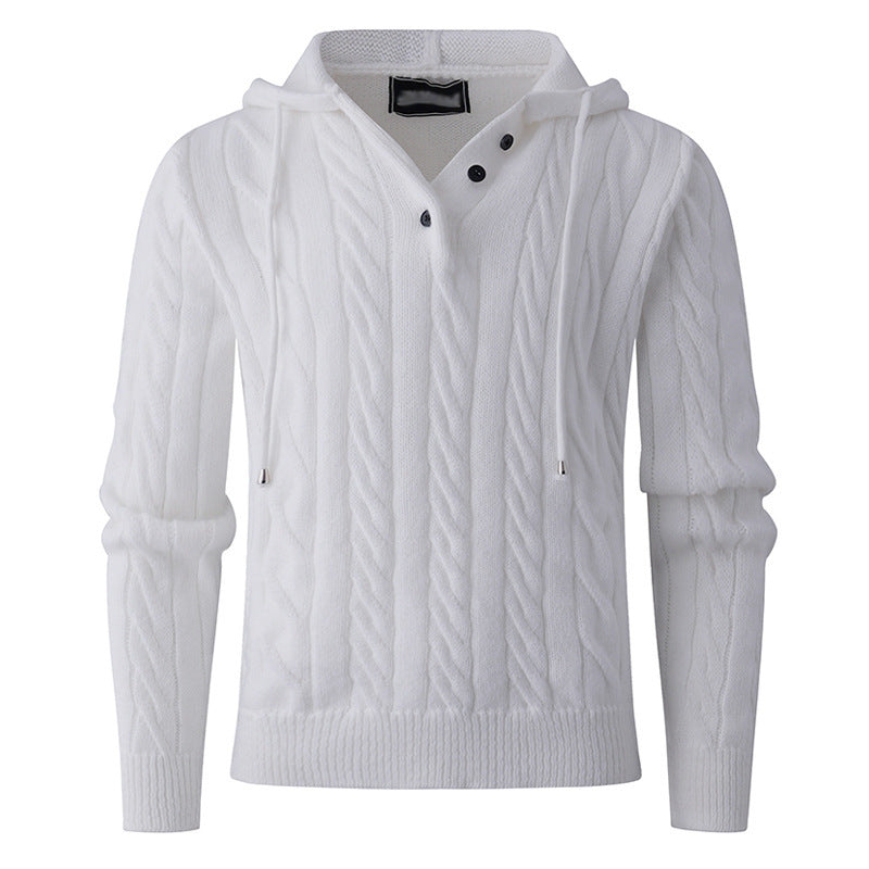 Men's chunky knit sweater with hood and modern cable pattern Skorter