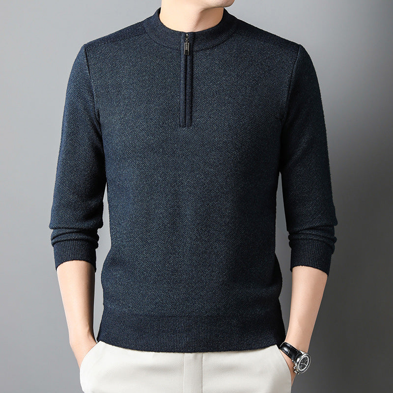Men's sweater with half zipper and textured design Skorter