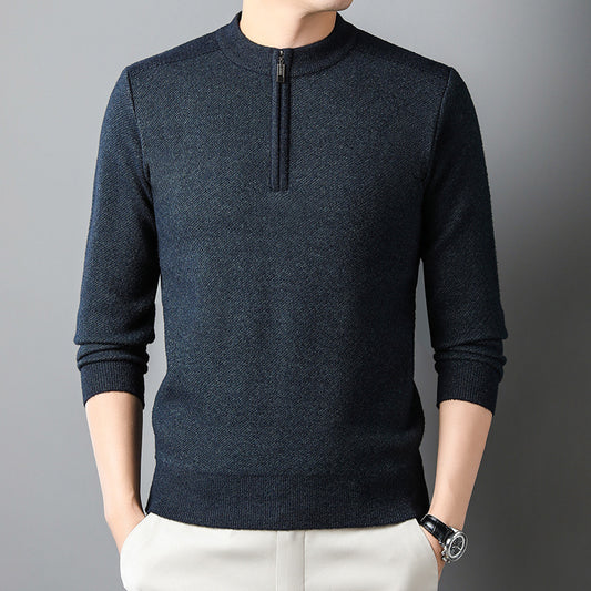 Men's sweater with half zipper and textured design Skorter